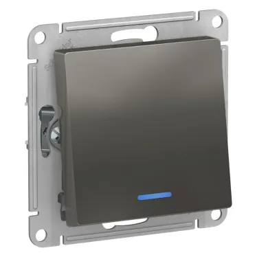 Переключатель одноклавишный ATLASDESIGN с подсветкой схема 6а 10АХ механизам сталь