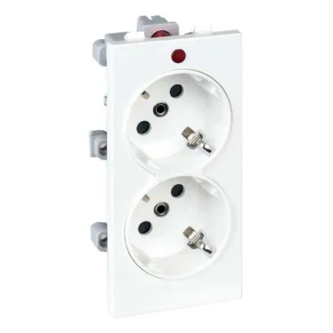 Connect Розетка двойная с заземлением 16А 250В CIMA-модуль 52x108 мм SC белый