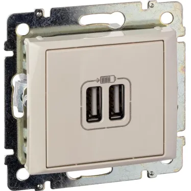 VALENA Розетка двойная USB слоновая кость