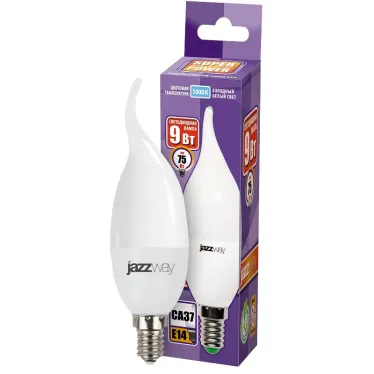 Лампа светодиодная LED 9Вт Е14 холодный матовая свеча на ветру