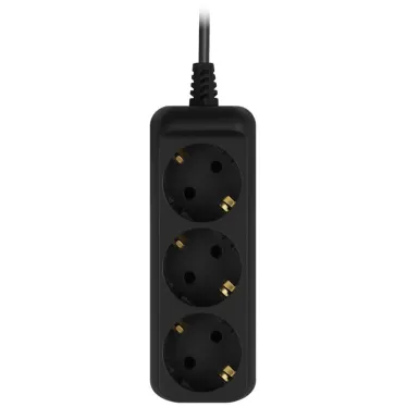 Удлинитель электрический UX-3e-1,5m-B с заземлением 3 розетки 1,5 м ПВС 3x0,75мм2 10А черный