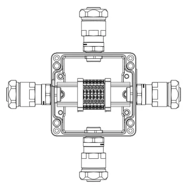 Взрывозащищенная клеммная коробка из алюминия TBE-A-12 -(6xCBC.2) -1x6018ANP22BKM2SB(A) - 1x6018ANP22BKM2SB(B) - 1x6018ANP22BKM2SB(C) -1x6018ANP22BKM2SB(D)1Ex e IIC Т5 Gb /Ex tb IIIC T95°C Db IP66