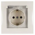 15 Розетка 2Р+Е Schuko со шторками с крышкой IP44 16А 250В винтовой зажим слоновая кость