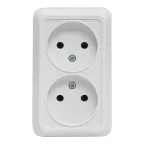 Рим Розетка двойная 10А без заземления белая
