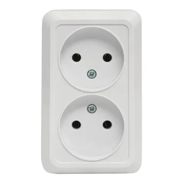Рим Розетка двойная 10А без заземления белая