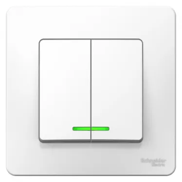 BLANCA скрытой установки двухклавишный выключатель (cх.5) с подсветкой, 10A, 250B, белый