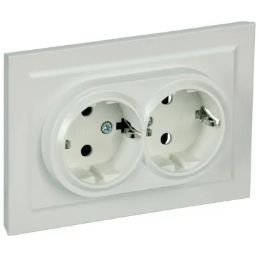 BRITE Розетка двойная с заземлением с защитными шторками 16А в сборе РСш12-3-БрЖ жемчуг