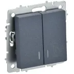 BRITE Выключатель 2-клавишный с индикацией для отелей 10А ВС10-2-9-БрМ маренго IEK