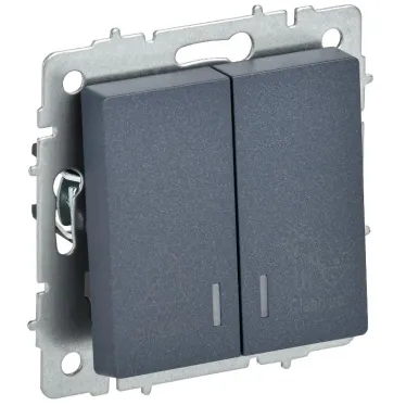 BRITE Выключатель 2-клавишный с индикацией для отелей 10А ВС10-2-9-БрМ маренго IEK