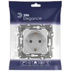 Розетка 2P+E Schuko, 16А-250В, Эра Elegance, алюминий, 14-2101-03