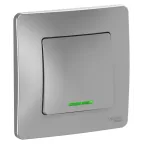 BLANCA скрытой установки одноклавишный выключатель (cх.1) с подсв., 10A, 250B, алюминий