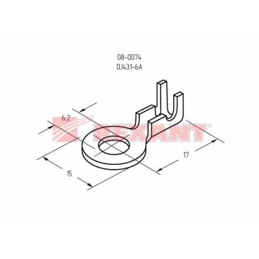 Наконечник кольцевой, 6.2 мм, 0.5-0.8 кв мм (НК 6-0,5-0,8), REXANT