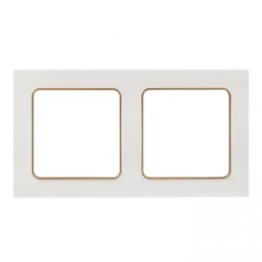Стокгольм Рамка 2-местная белая с линией цвета шампань