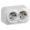 GLORY Розетка двухместная наружная с заземлением белая