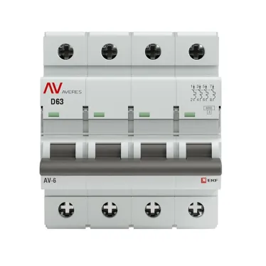 Выключатель автоматический AV-6 4P 63A (D) 6kA AVERES