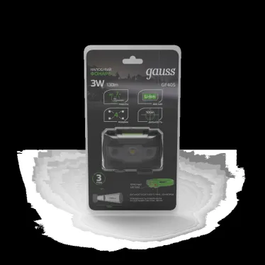 Фонарь светодиодный налобный 3 Вт 130 лм Черный IP44 аккумуляторный Li-ion 600мАч GFL Gauss