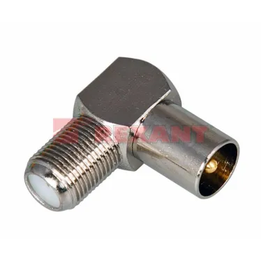 Переход гнездо F - штекер TV угловой,