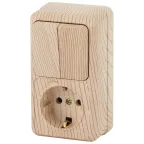 Блок розетка с выключателем Intro Quadro 2-706-11 двойным вертикальный 10(16)А-250В, IP20, ОУ, сосна