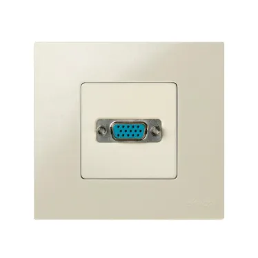 Разъём VGA, широкий, винты, S27, слоновая кость