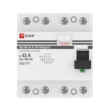 Устройство защитного отключения ВД-100 4P 63А/100мА электронный тип A PROxima