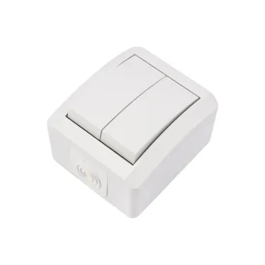 Выключатель двухклавишный INDUSTRIAL IP54, о/у, белый