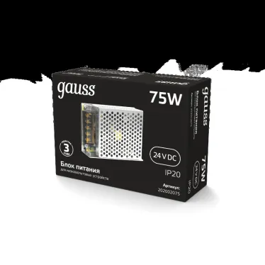 Блок питания для светодиодной ленты 75 Вт AC 100-264В Uвых 24В IP20 110х78х35мм Black Gauss
