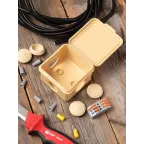 Коробка распаячная КМР-030-036 пылевлагозащитная, 4 мембранных ввода (73х73х49) светлое дерево PROxima