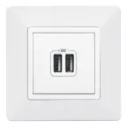 Valena LIFE Зарядное устройство с двумя USB-разьемами 240В/5В 1500мА С лицевой панелью Белое