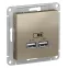 Розетка ATLASDESIGN USB 5В 1 порт x 2,1 А 2 порта х 1,05 А механизм шампань
