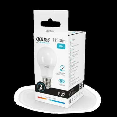 Лампа светодиодная LED 12 Вт 1150 лм 4100К А60 груша нейтральный E27 AC 220В Elementary Gauss