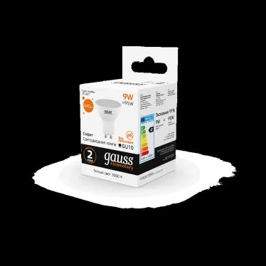 Лампа светодиодная LED 9 Вт 640 лм 3000К софит MR16 теплый GU10 AC 220В Elementary Gauss