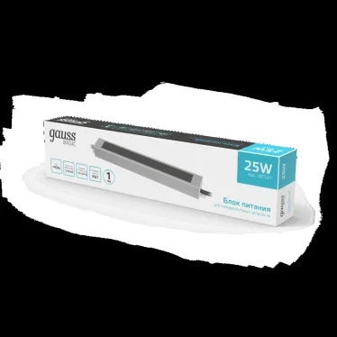 Блок питания для светодиодной ленты 25 Вт AC 176-264В Uвых 12В IP67 220х30х20мм Basic Gauss