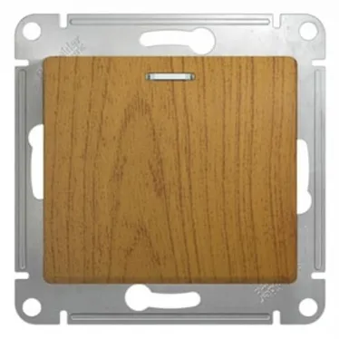 Выключатель одноклавишный, с подсветкой, в рамку, схема 1а, дуб