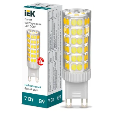 Лампа светодиодная CORN капсула 7Вт 230В 4000К керамика G9 IEK