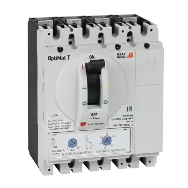 Выключатель автоматический с блоком защиты от токов утечки OptiMat T125S-RCA TM 20A 4P