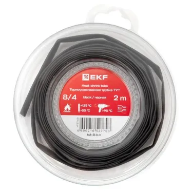 ТУТ нг 8/4 черная ролик 2 м EKF