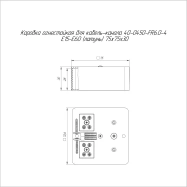Коробка огнестойкая для кабель-канала 40-0450-FR6.0-4 Е15-Е60 (латунь) 75х75х30 IP42 4p, 6.0 мм.кв.| 40-0450-FR6.0-4-Е60 | Промрукав