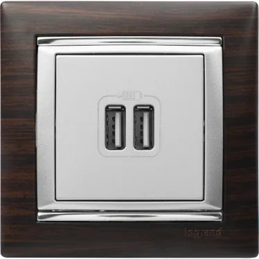 VALENA Розетка двойная USB алюминий