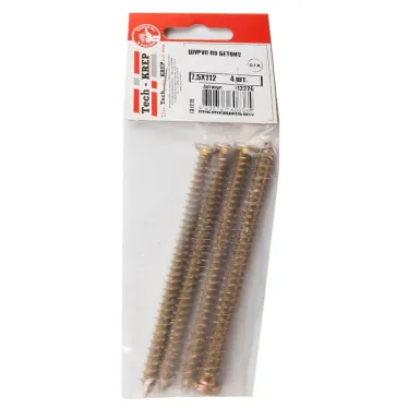 Шуруп по бетону 7,5х112 потайная головка, остроконечный (4шт) - пакет