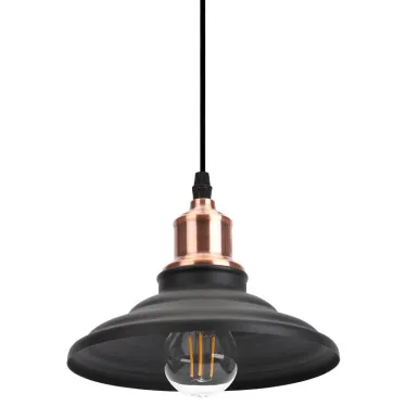 Светильник подвесной декоративный PL4 BK/RC металл, E27, max 60W, d203 мм, шагрень черный/медь (10/210)