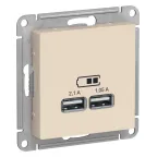 Розетка ATLASDESIGN USB 5В 1 порт x 2,1 А 2 порта х 1,05 А механизм бежевый