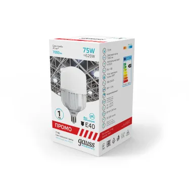 Лампа светодиодная промышленная Elementary T140 75W 7000lm 4100K E40 Promo LED 1/12 | 60428 | Gauss