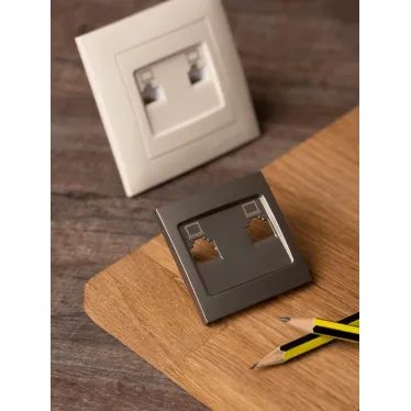 Валенсия лицевая панель розетки RJ-45 2-местная кашемир