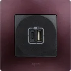 Зарядное устройство с двумя USB-разьемами тип A-тип С 240В/5В 3000мА - Etika - Цвет Антрацит