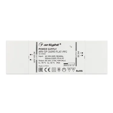 Блок питания ARV-SP-24090-FLAT-PFC (24V, 3.75A, 90W) (, IP20 Пластик, 5 лет)