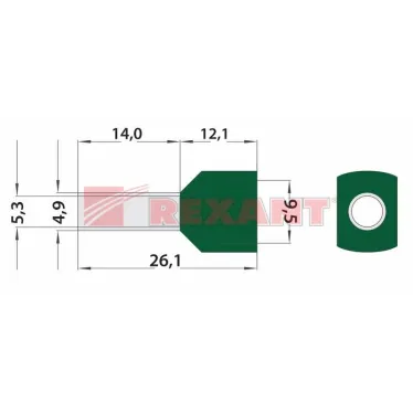 Наконечник штыревой втулочный изолир F-14 мм 2х6 кв мм (НШВи(2) 6.0-14хНГи2 6,0-14), REXANT