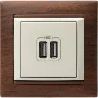 VALENA Розетка двойная USB слоновая кость