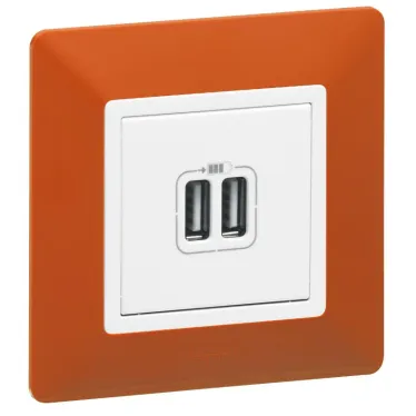 Valena LIFE Зарядное устройство с двумя USB-разьемами 240В/5В 1500мА С лицевой панелью Белое