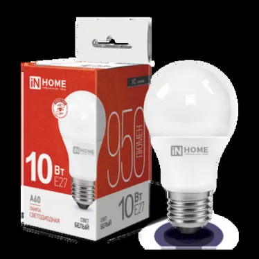 Лампа светодиодная LED-A60-VC 10Вт 230В Е27 4000К 900Лм | 4690612020211 | IN HOME