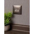 Валенсия лицевая панель розетки RJ-45 2-местная графит